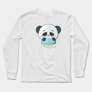 Cute Sad Little Crying Panda Long Sleeve T-Shirt